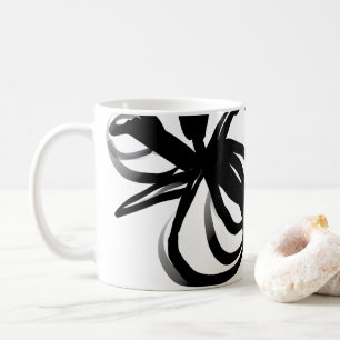 Orchidee Blanc: Abstract Wit & Zwart Koffiemok
