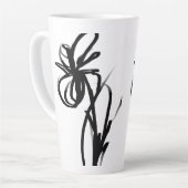 Orchidee Blanc: Abstract Wit & Zwart Latte Mok (Linkerhoek)