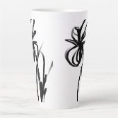 Orchidee Blanc: Abstract Wit & Zwart Latte Mok (Voorkant)