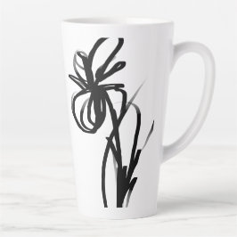 Orchidee Blanc: Abstract Wit & Zwart Latte Mok