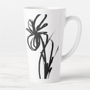 Orchidee Blanc: Abstract Wit & Zwart Latte Mok