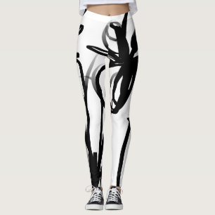 Orchidee Blanc: Abstract Wit & Zwart Leggings
