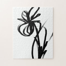 Orchidee Blanc: Abstract Wit & Zwart Legpuzzel