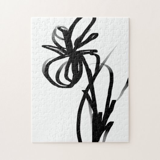 Orchidee Blanc: Abstract Wit & Zwart Legpuzzel (Verticaal)