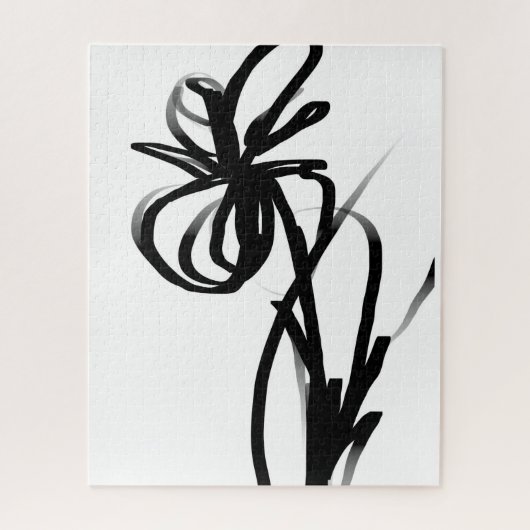 Orchidee Blanc: Abstract Wit & Zwart Legpuzzel (Verticaal)