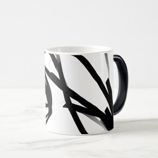 Orchidee Blanc: Abstract Wit & Zwart Magische Mok (Voorkant rechts)