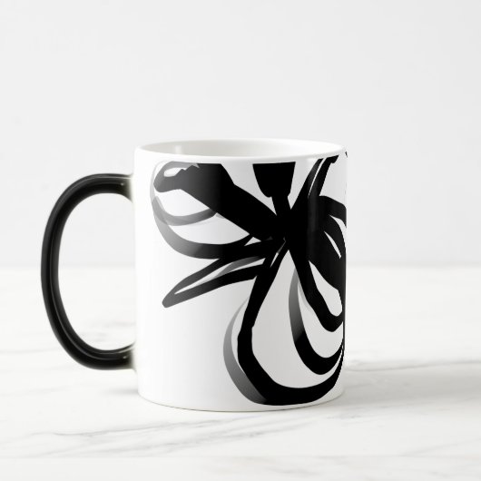 Orchidee Blanc: Abstract Wit & Zwart Magische Mok (Links)