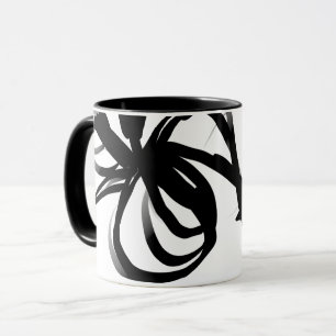 Orchidee Blanc: Abstract Wit & Zwart Mok