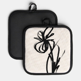 Orchidee Blanc: Abstract Wit & Zwart Pannenlap