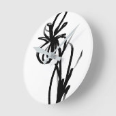 Orchidee Blanc: Abstract Wit & Zwart Ronde Klok (Hoek)