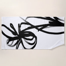 Orchidee Blanc: Abstract Wit & Zwart Strandlaken