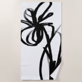 Orchidee Blanc: Abstract Wit & Zwart Strandlaken (Voorkant)