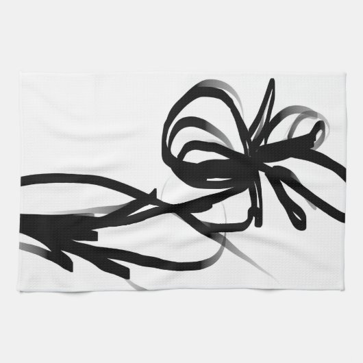 Orchidee Blanc: Abstract Wit & Zwart Theedoek (Horizontaal)