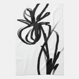 Orchidee Blanc: Abstract Wit & Zwart Theedoek