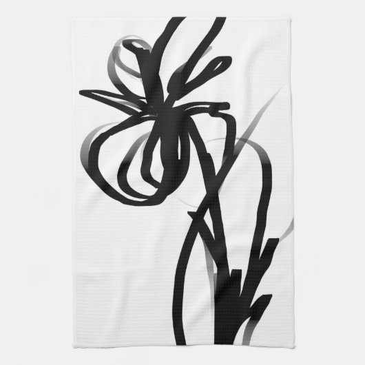 Orchidee Blanc: Abstract Wit & Zwart Theedoek (Verticaal)