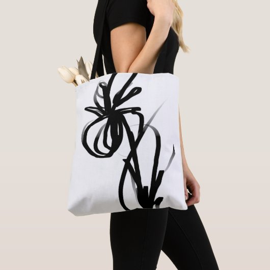 Orchidee Blanc: Abstract Wit & Zwart Tote Bag (Dichtbij)