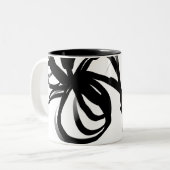 Orchidee Blanc: Abstract Wit & Zwart Tweekleurige Koffiemok (Voorkant links)