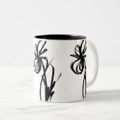 Orchidee Blanc: Abstract Wit & Zwart Tweekleurige Koffiemok (Voorkant rechts)