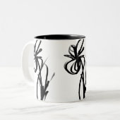 Orchidee Blanc: Abstract Wit & Zwart Tweekleurige Koffiemok (Voorkant links)