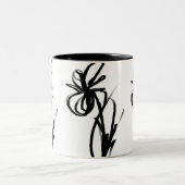 Orchidee Blanc: Abstract Wit & Zwart Tweekleurige Koffiemok (Center)