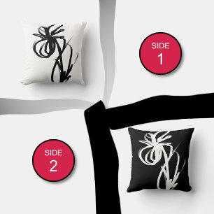 Orchidee Blanc & Noir: Abstract Wit & Zwart Kussen