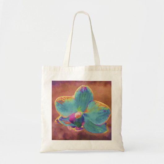 Orchidee blauw paarse bruin bloemschilderij tote bag (Voorkant)