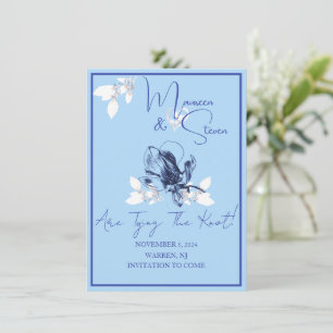 Orchidee Blauw & Wit Save The Date Trouwkaart Kaart