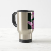 Orchidee bloeit in roze reisbeker (Voorkant links)