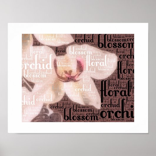 Orchidee Bloem Bloesem Woordwolk Poster (Voorkant)