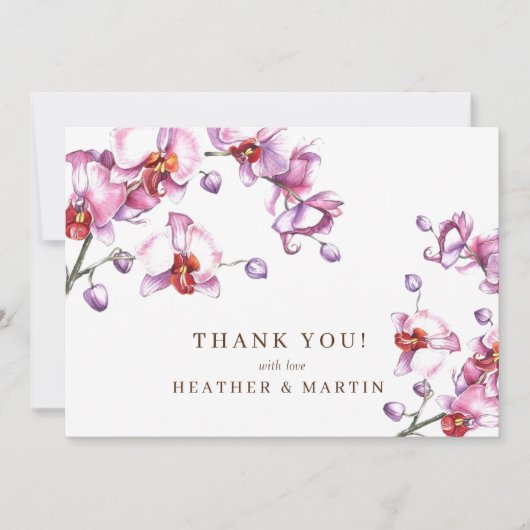 Orchidee Bloem Elegante Botanische Tuin Bedankkaart (Voorkant)