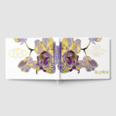 Orchidee Bloem en Gouden Folie Bloemen Gastenboek (Volledig)