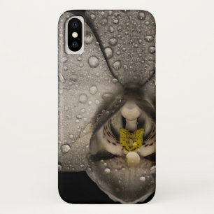 Orchidee bloem grijs zwart elegant iPhone x hoesje
