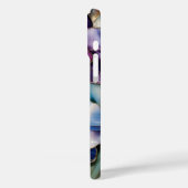 Orchidee Bloem iPhone Hoesje Blauw Roze Elegant (Achterkant / Links)