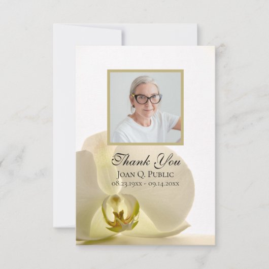 Orchidee Bloem op Witte Begrafenis Memorial Sympat Bedankkaart (Voorkant)