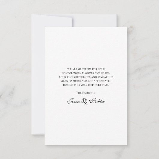 Orchidee Bloem op Witte Begrafenis Memorial Sympat Bedankkaart (Achterkant)