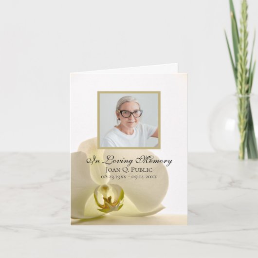 Orchidee Bloem op Witte Begrafenis Sympathie Dank  Bedankkaart (Voorkant)