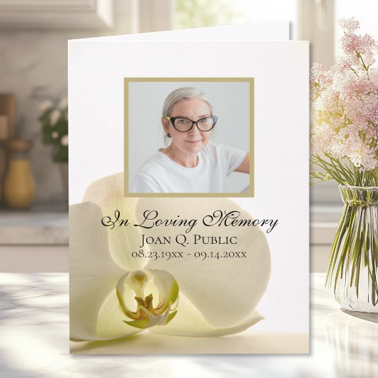 Orchidee Bloem op Witte Begrafenis Sympathie Dank  Bedankkaart