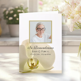 Orchidee Bloem op Witte Begrafenisdienst Gevouwen Programma