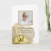 Orchidee Bloem op Witte Begrafenisdienst Gevouwen Programma (Voorkant)