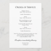 Orchidee Bloem op Witte Begrafenisdienst Programmakaart (Achterkant)