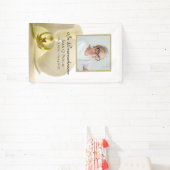 Orchidee Bloem op Witte Viering van het Leven Begr Spandoek (Insitu)