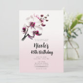 Orchidee Bloem Roze & Wit Verjaardagsfeest Kaart (Staand voorkant)