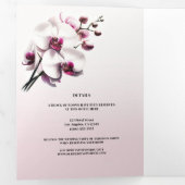 Orchidee Bloem Roze & Witte Bruiloft Drieluik Uitnodiging (Binnenzijde eerst)