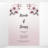 Orchidee Bloem Roze & Witte Bruiloft Drieluik Uitnodiging (Binnenkant midden)