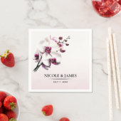 Orchidee Bloem Roze & Witte Bruiloft Servet (Insitu)