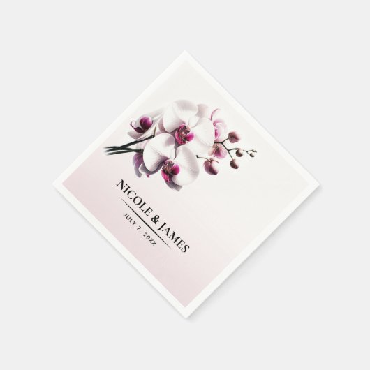 Orchidee Bloem Roze & Witte Bruiloft Servet (Hoek)