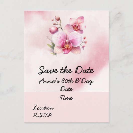 Orchidee bloem Verjaardag Save the Date ansichtkaa Briefkaart (Voorkant)