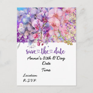 Orchidee bloem Verjaardag Save the Date briefkaart