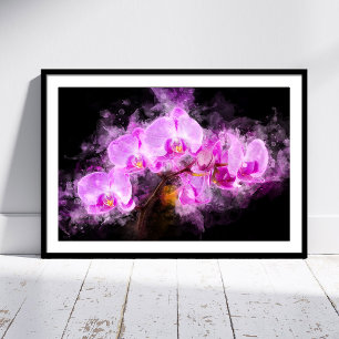 Orchidee bloem waterverf - roze bb 03 poster