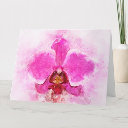 Orchidee bloem waterverf - roze wb 02 bedankkaart (Voorkant)